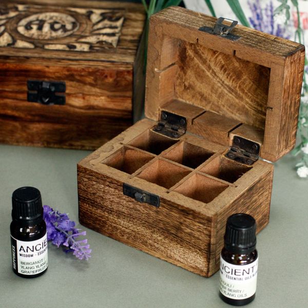 Aromathrapie Box - Mangohout - Bloem motief (6 flesjes)