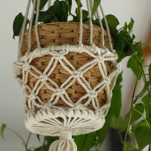 Macramé Plantpot Houder - Single - Kleine Pot