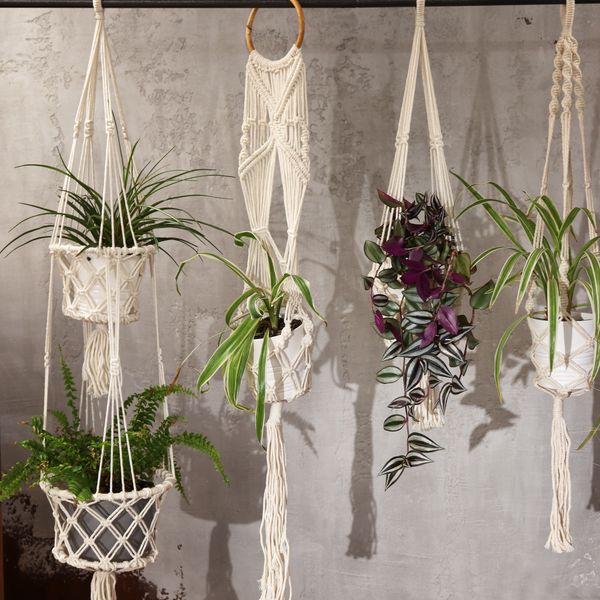 Macramé Plantpot Houder - Extra lang - Voor grote Pot