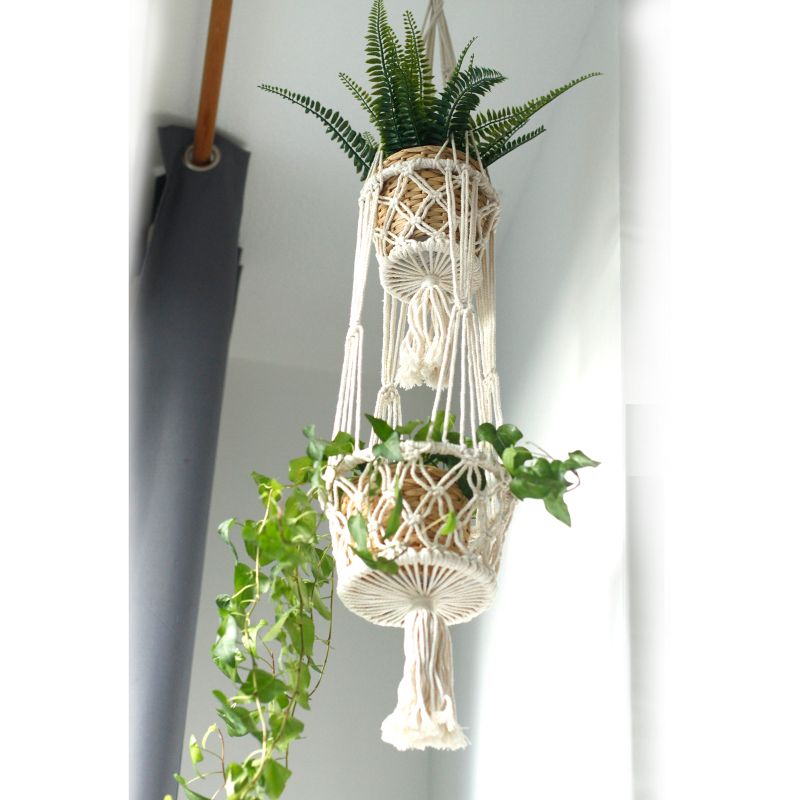 Macramé Plantpot Houder - Dubbel