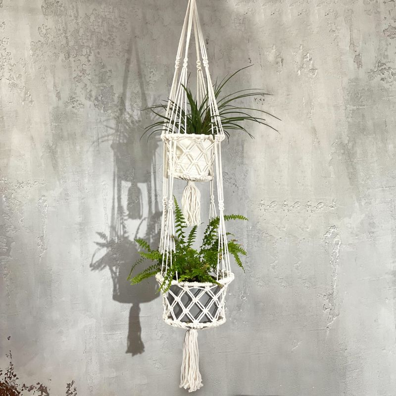 Macramé Plantpot Houder - Dubbel