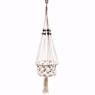 Macramé Plantpot Houder - Lrg met Kralen