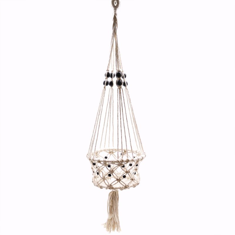 Macramé Plantpot Houder - Lrg met Kralen