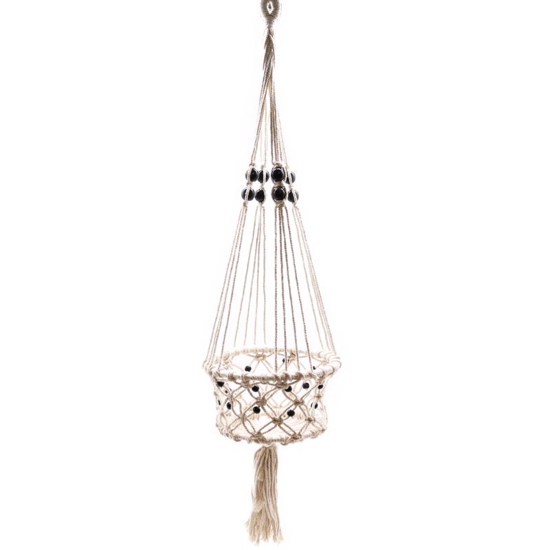 Macramé Plantpot Houder - Lrg met Kralen
