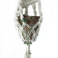 Macramé Plantpot Houder - Lang met Rotan Hoepel