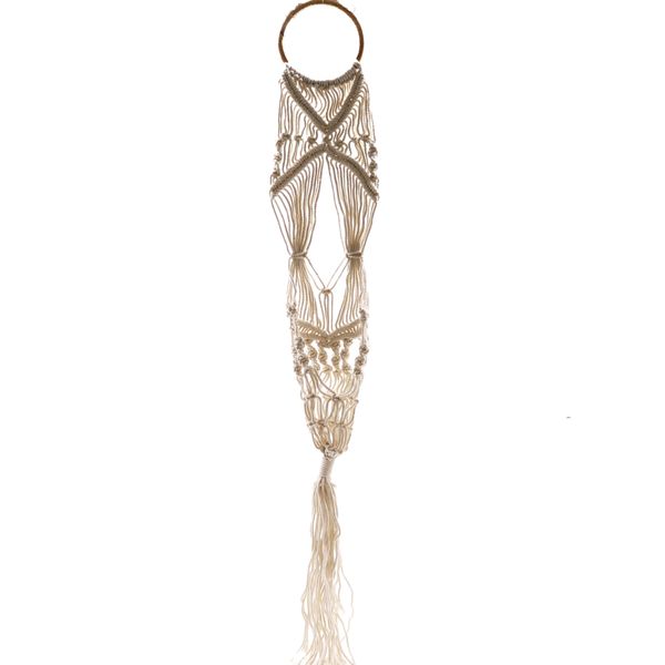Macramé Plantpot Houder - Lang met Rotan Hoepel