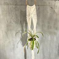Macramé Plantpot Houder - Lang met Rotan Hoepel