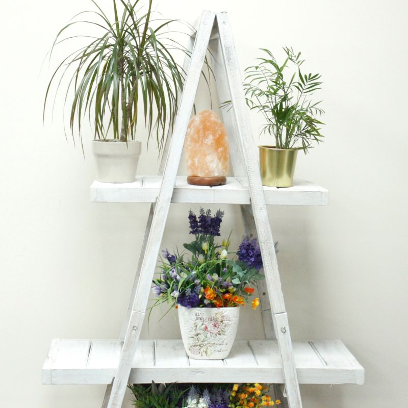 Houten Display Ladderstandaard "A" Frame- In Klapbaar - Whitewash