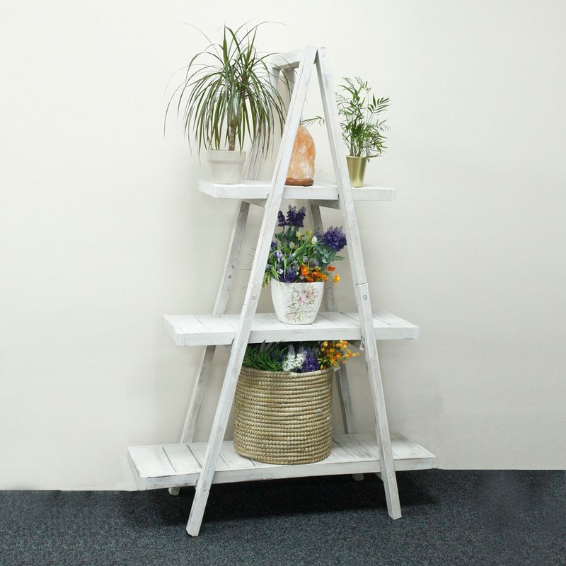 Houten Display Ladderstandaard "A" Frame- In Klapbaar - Whitewash