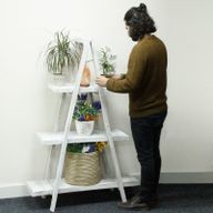 Houten Display Ladderstandaard "A" Frame- In Klapbaar - Whitewash
