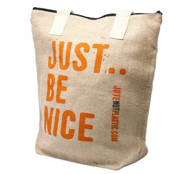 Jute Tas - Just Be Nice - (4x Mixed Ontwerp)