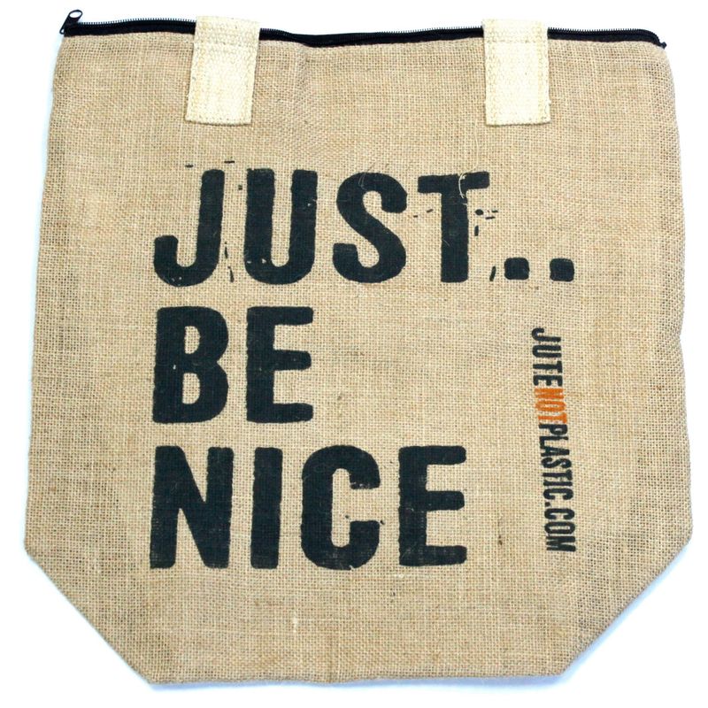Jute Tas - Just Be Nice - (4x Mixed Ontwerp)