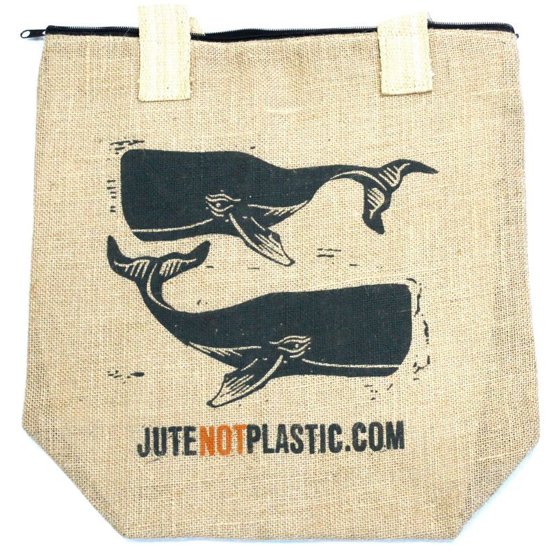 Jute Tas - Two Whales - (4x Mixed Ontwerp
