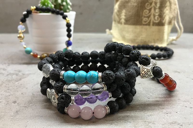 Lavasteen Armband - Hamsa Chakra