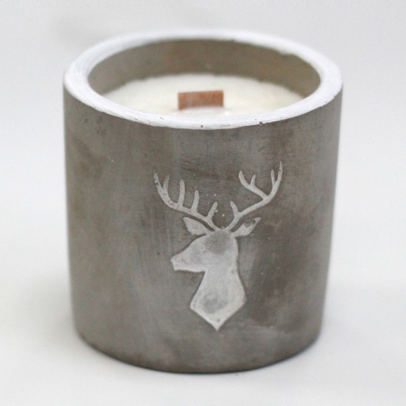 Kaars In Betonnen Pot - Medium - Hert - Whisky & Hout Rook