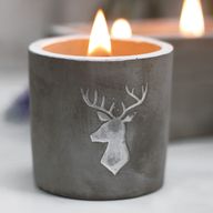 Kaars In Betonnen Pot - Medium - Hert - Whisky & Hout Rook