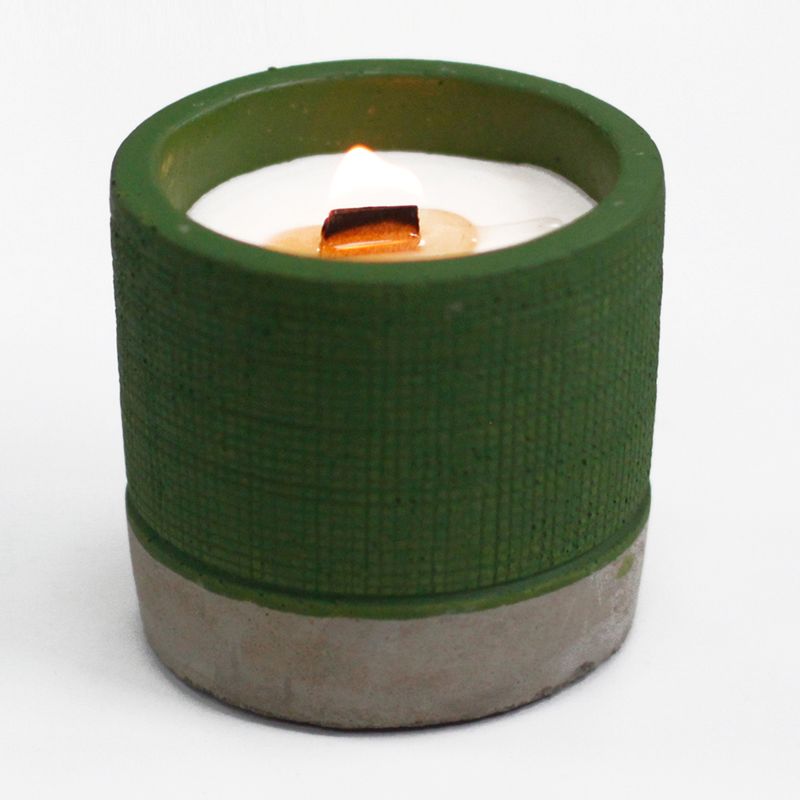 Kaars In Betonnen Pot - Groen - Zeemos & Kruiden