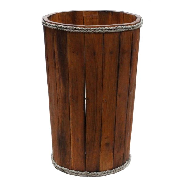 Handgemaakte Houten Display Ton - Groot - 45x32cm - Bruin