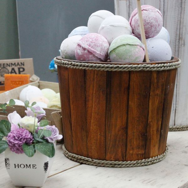 Handgemaakte Houten Display Ton - Groot - 45x32cm - Bruin