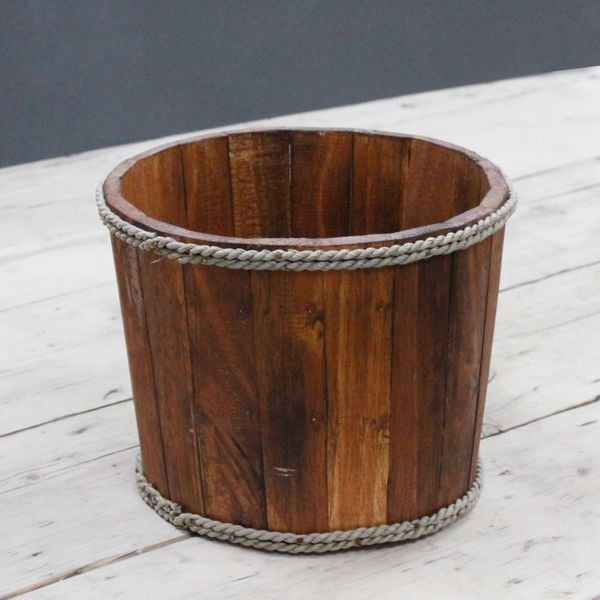 Handgemaakte Houten Display Ton - Klein - 21x29cm - Bruin