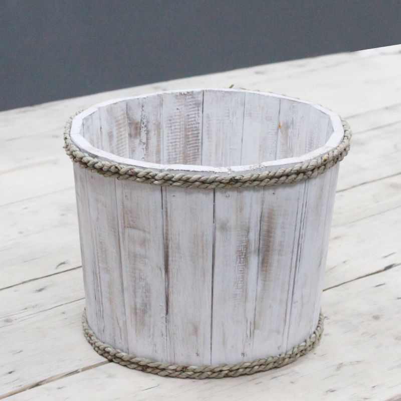 Handgemaakte Houten Display Ton - Klein - 21x29cm - Whitewash