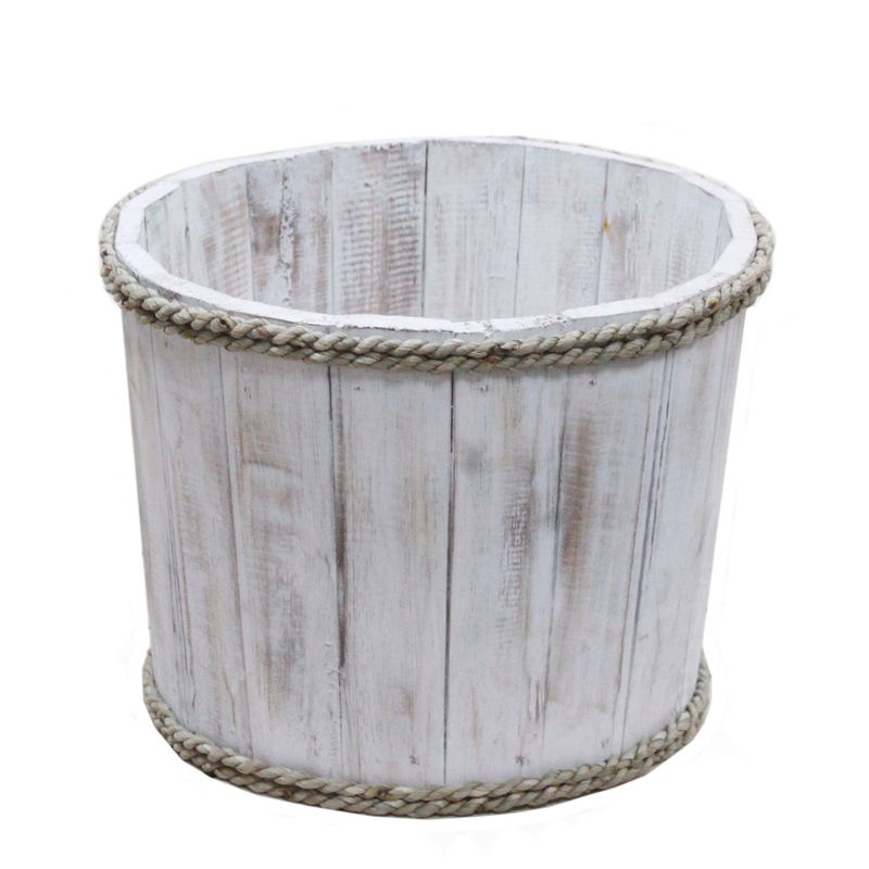 Handgemaakte Houten Display Ton - Klein - 21x29cm - Whitewash