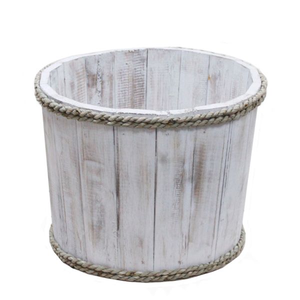 Handgemaakte Houten Display Ton - Klein - 21x29cm - Whitewash