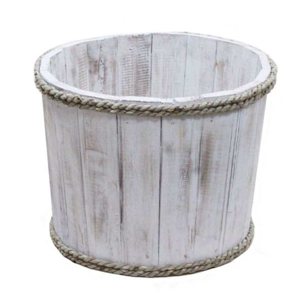 Handgemaakte Houten Display Ton - Klein - 21x29cm - Whitewash