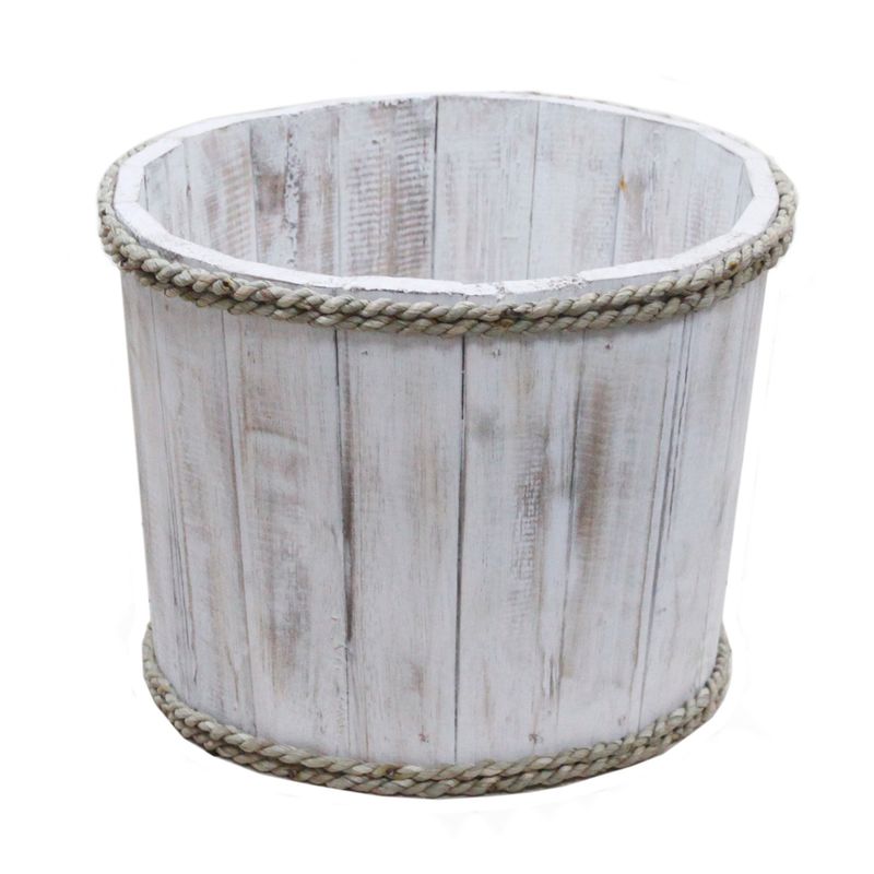 Handgemaakte Houten Display Ton - Klein - 21x29cm - Whitewash