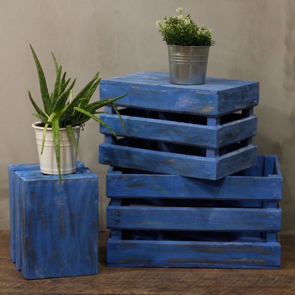 Set bestaande uit 3 Fruitkistjes - Blauw