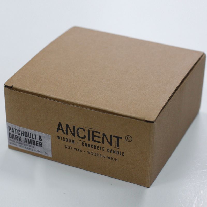 Kaars In Betonnen Pot - Large - Patchouli & Donker Amber