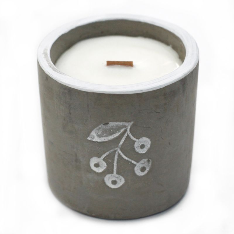 Kaars In Betonnen Pot - Medium - Bessen - Jeneverbes & Zoete Gin