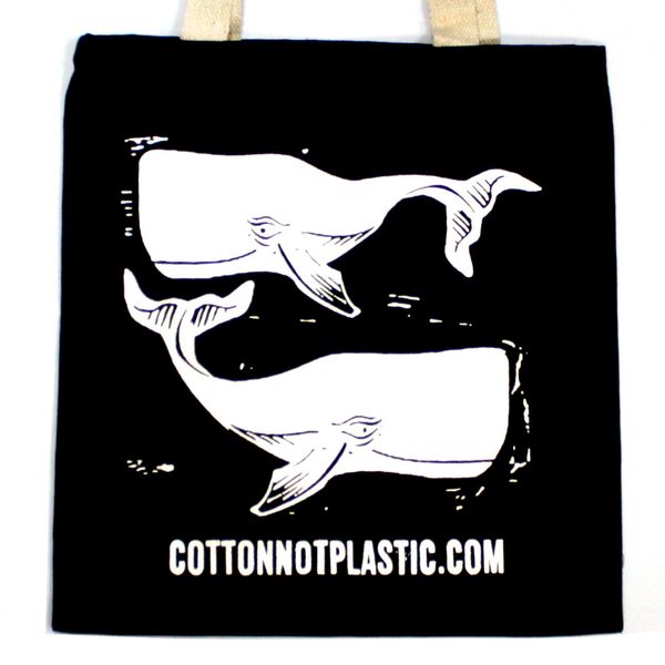 Grote Zwarte Katoenen Tas 8oz 38x42cm - WALVISSEN - WIT