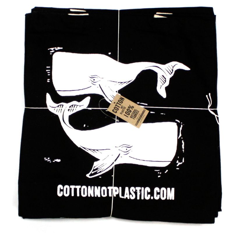 Grote Zwarte Katoenen Tas 8oz 38x42cm - WALVISSEN - WIT