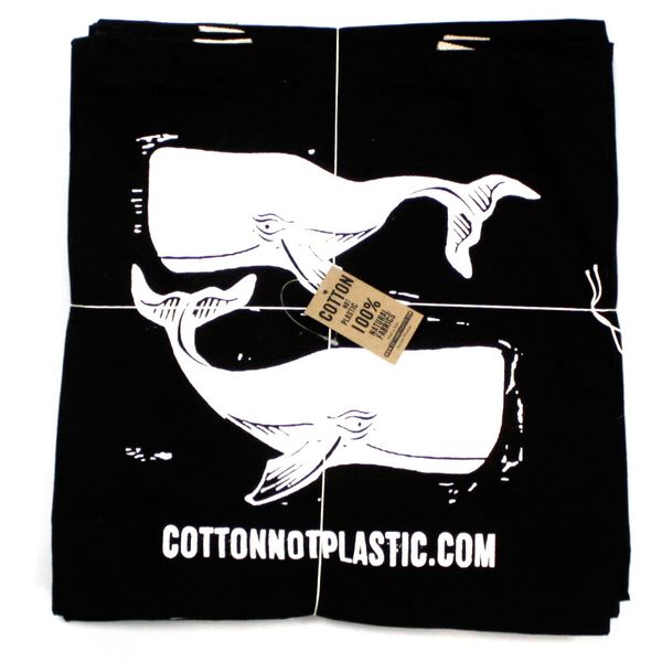 Grote Zwarte Katoenen Tas 8oz 38x42cm - WALVISSEN - WIT