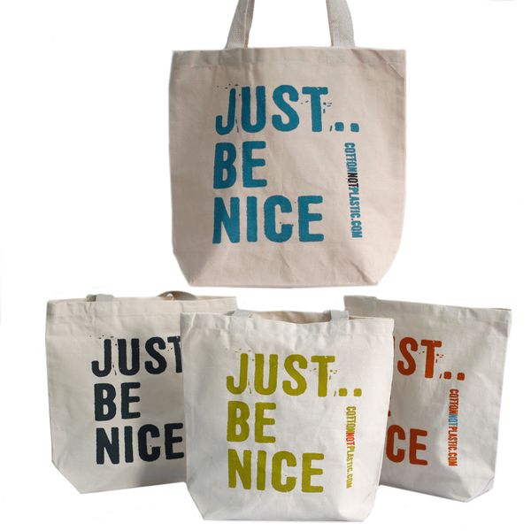Katoenen Tas - Just Be Nice - (4x Mixed Ontwerp)