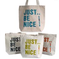 Katoenen Tas - Just Be Nice - (4x Mixed Ontwerp)