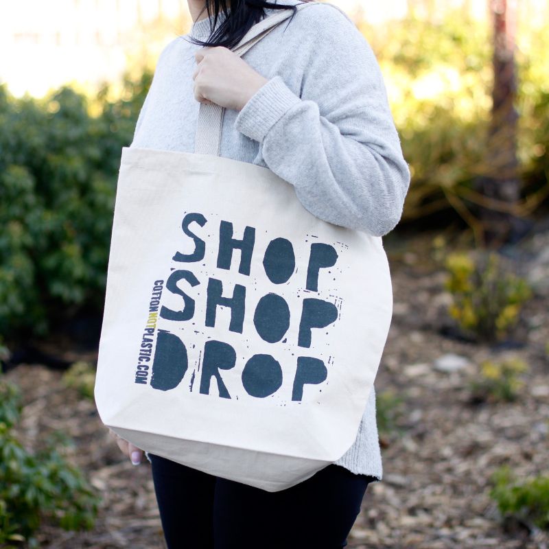 Katoenen Tas - Shop Shop Drop - (4x mixed Ontwerp)