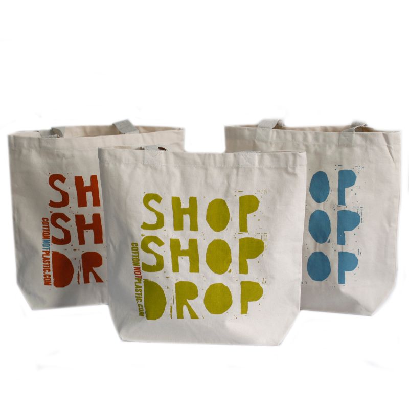 Katoenen Tas - Shop Shop Drop - (4x mixed Ontwerp)