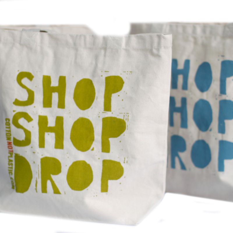 Katoenen Tas - Shop Shop Drop - (4x mixed Ontwerp)