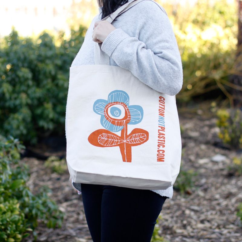 Katoenen Tas - Heldere Bloem - (4x mixed Ontwerp)
