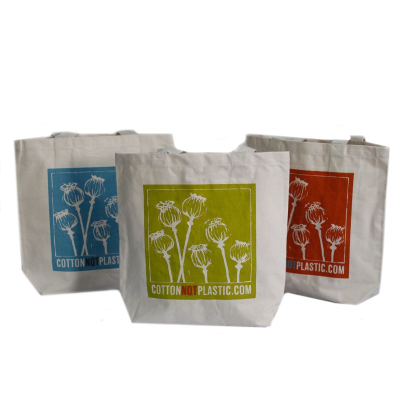 Katoenen Tas - Papaver Knop - (4 mixed Ontwerp)