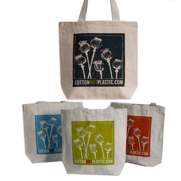 Katoenen Tas - Papaver Knop - (4 mixed Ontwerp)