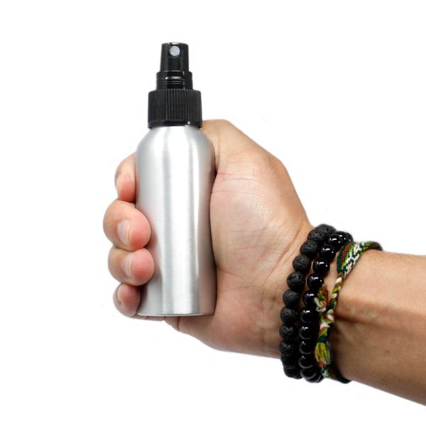 Aluminium Fles - 100ml met Zwarte Sraydop