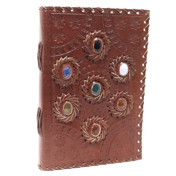 Notitieboek - Leer - Chakra Stenen - 22.5 x 15cm