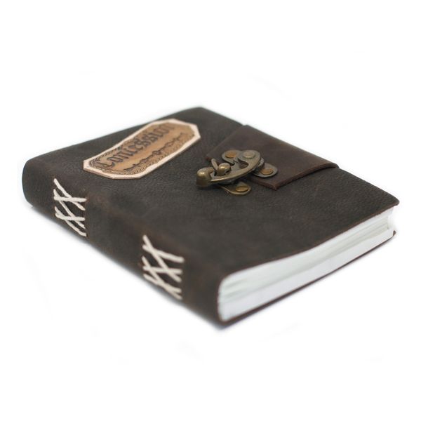 Notitieboek met Slot - Zwart Leer - Bekentenissen - 18 x 13cm