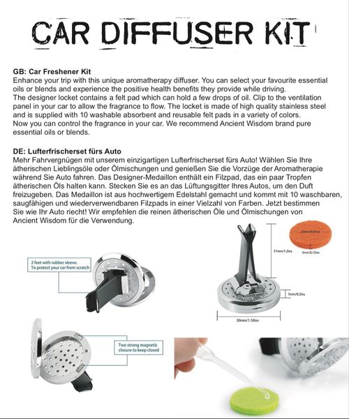 Luchtverfrisser Set voor in de Auto - Hamsa hand - 30mm