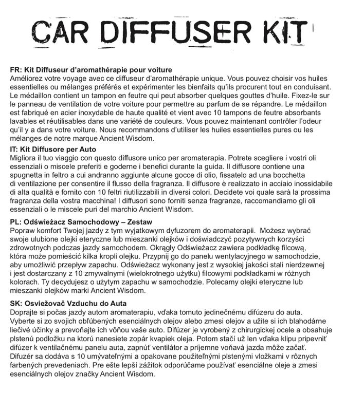 Luchtverfrisser Set voor in de Auto - Tinnen Yoga Chakra - 30mm