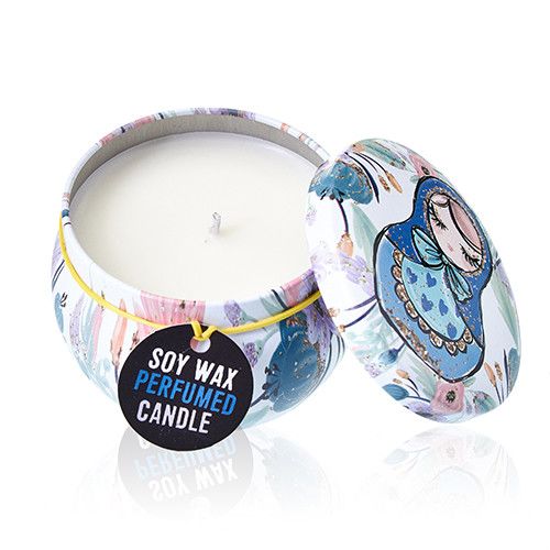 Sojawas Kaars in Decoratief Blik - Dolly blauw - 120gr