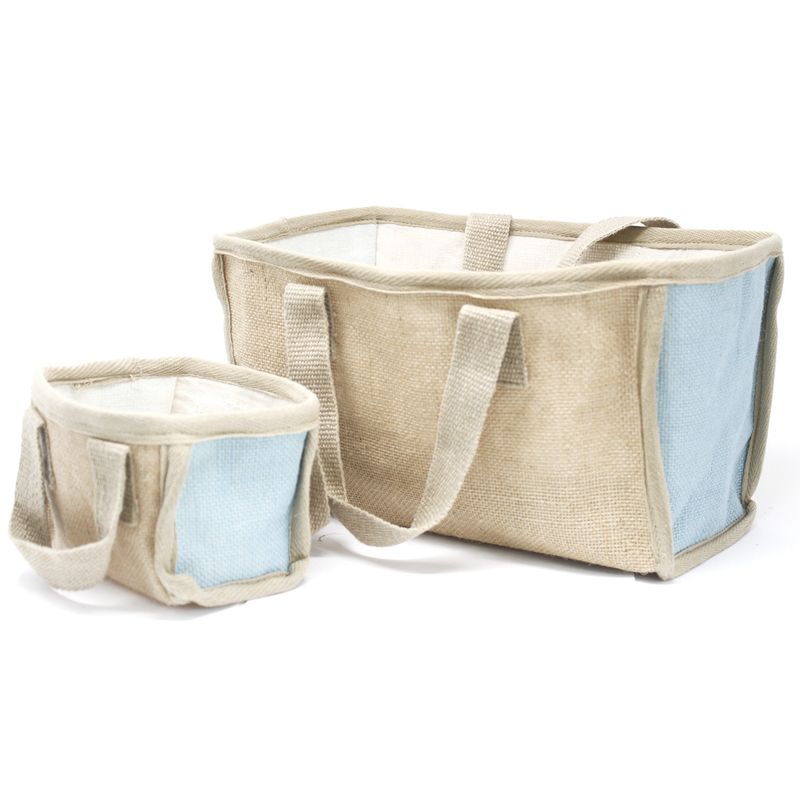 Natuurlijkw Jute Winkelmand - Groot - 33x18x20cm - Teal